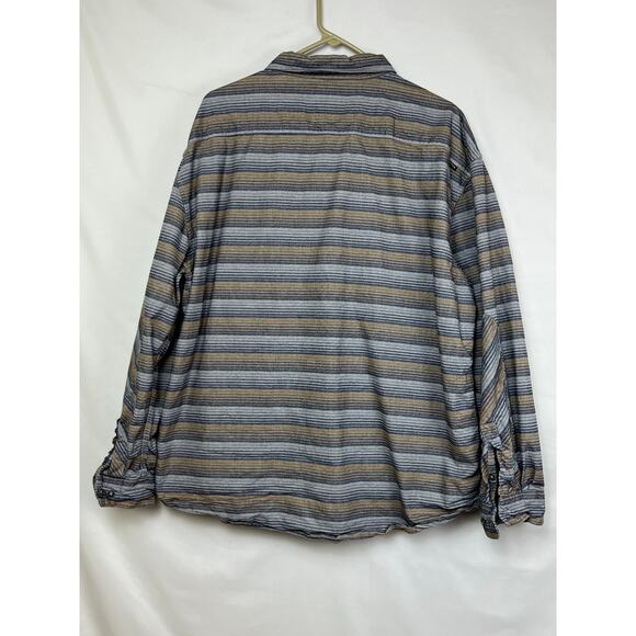 Howler Bros. Men's Size 2XL Cream/Blue/Tan Striped Long Sleeve Button Up Shirt - Picture 6 of 6